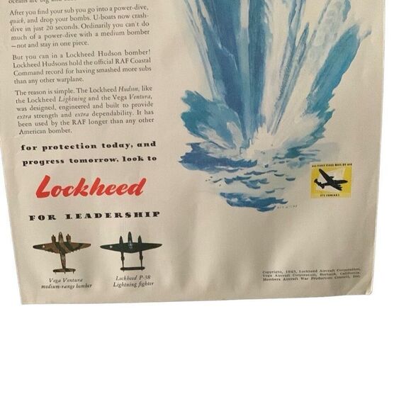 Vintage 1943 Lockheed Sub Smasher Ad Advertisement - Picture 2 of 5
